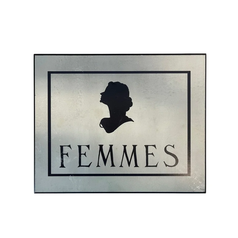 Vintage Style Femmes French Silhouette Wood Wall Plaque Sign Black White 8x10